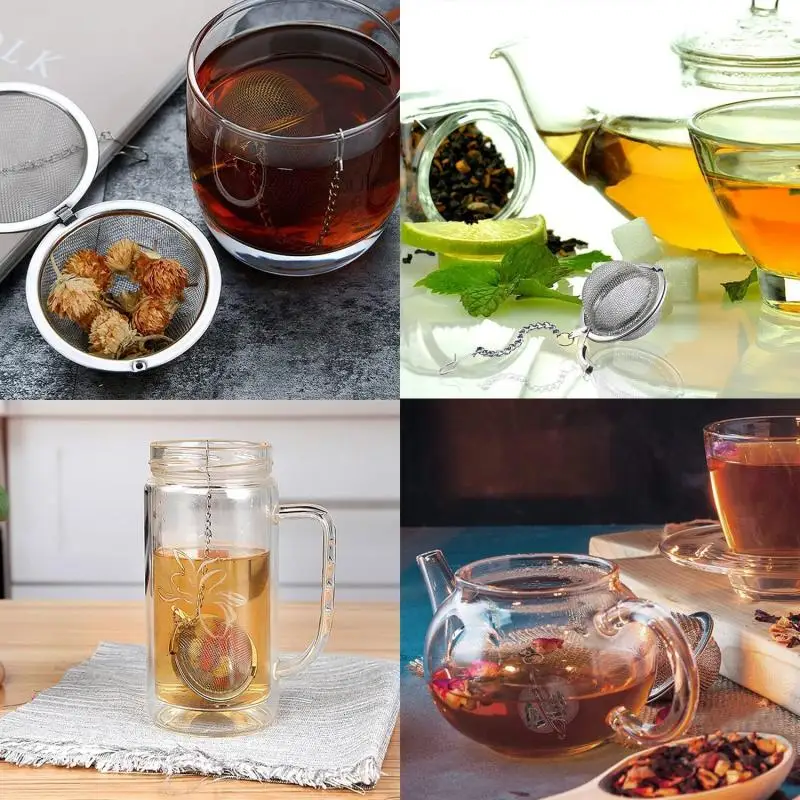 Tea Strainer Stainless Steel Infuser For Tea Brewing Sphere Locking Spice Ball Mesh Sieve Strainers Kitchen Accessories tea infuser tea strainer tea filter