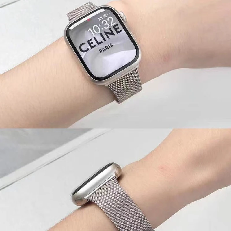 Sleek Metal Milanese Apple Watch Strap - Elegant Wristband Accessory