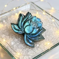 Pierre précieuse de Lotus Labradorite sculptée élégante, artisanat fait à la main, bijoux en cristal de roche, accessoire de bricolage pour la décoration de la maison, idéal pour les types, 1 pièce 2