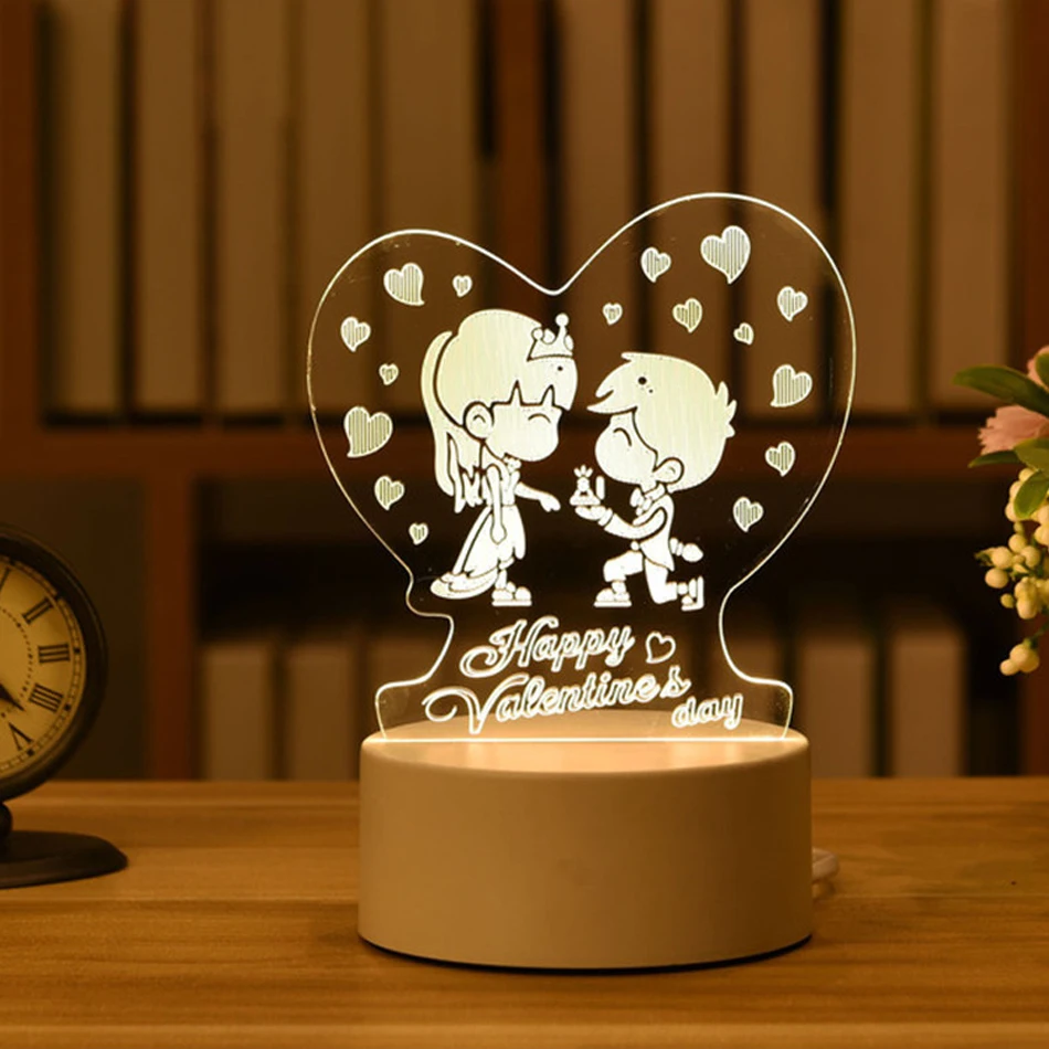 3D Lamp Acrylic USB LED Night Lights Neon Sign Lamp Xmas Christmas Decorations for Home Bedroom Birthday Decor Wedding Gifts 2