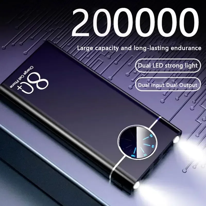 大容量アルミニウム合金パワーバンク200000mahマルチソケット超高速充電ポータブルバッテリー2023新モデル