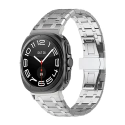 Solid Stainless Steel Smartwatch Wristband Bracelet for Watch ultra 47mm (Silver)
