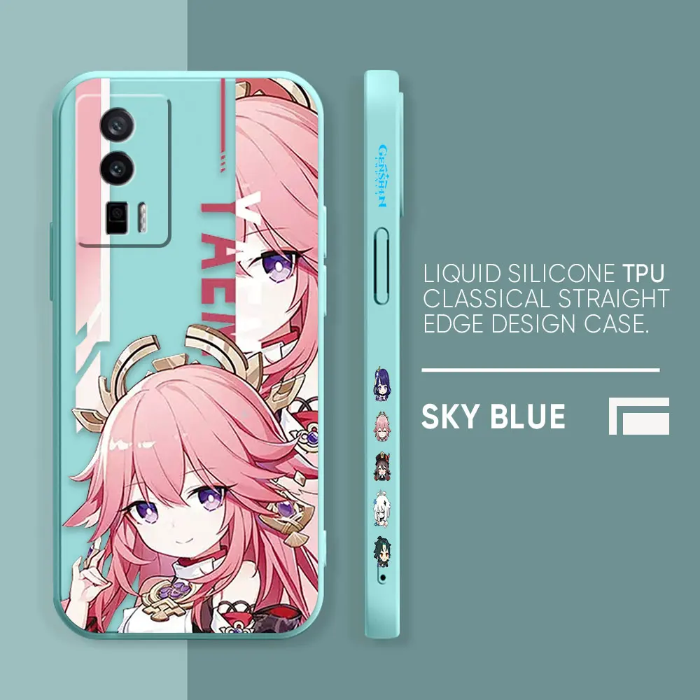 thumbnail image 1 of Case For Redmi K60E K50 K40S K40 K30 K20 10C 9 8A 8 10 Pro 4G 5G Colour Simple Liquid silicone Case Hot Game Genshin impact, 1 of 5