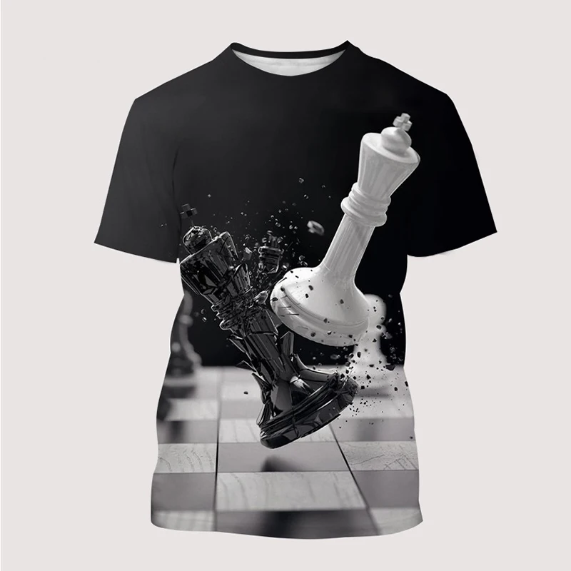 

Summer Fashion T Shirts For Men 3D Chess Printing Kids Clothing Casual Plus Size T-shirt Personality Streetwear Tops O Neck Tees