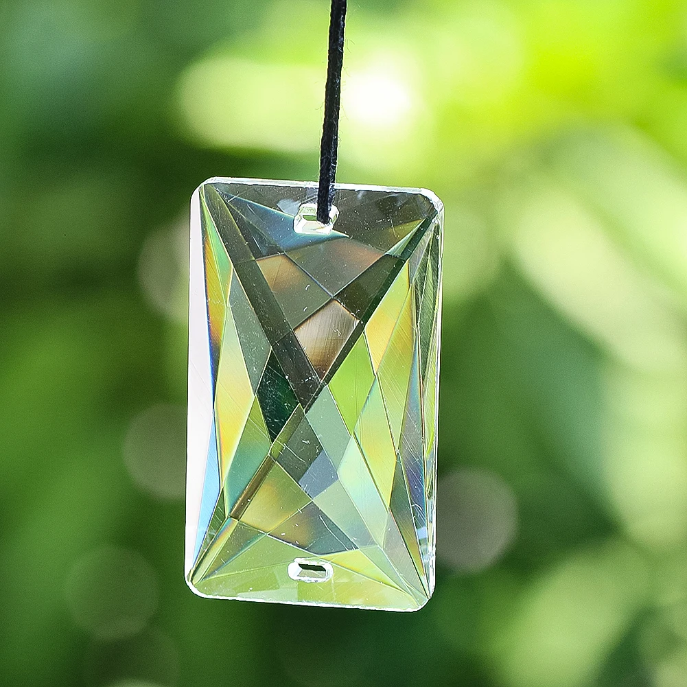 Transparent Double Holes Rectangular Crystal Prisms Hanging Ornament Hotel Chandeliers High-grade Accessories DIY Home Decor