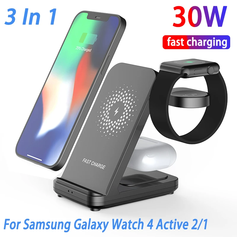 30W Wireless Charger Stand For iPhone 13 12 11 Pro X XS Max XR 8 Samsung S21 S20 S10 Qi Fast Charging Dock Station Phone Holder