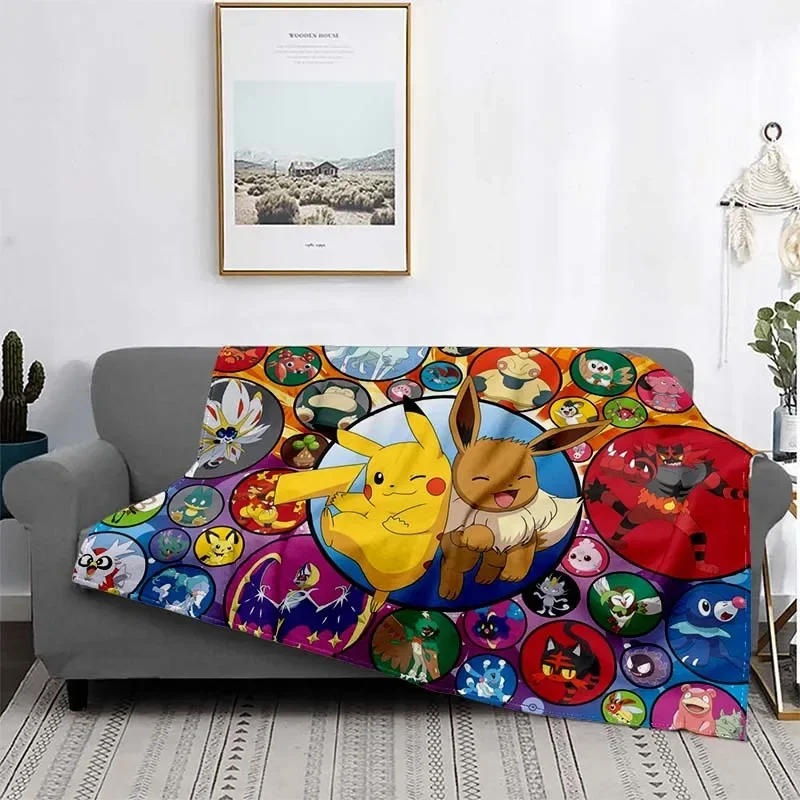 thumbnail image 1 of Manta ligera con estampado de Pokémon de anime japonés para sala de estar, dormitorio, habitación de niños, manta cálida, regalo de Navidad, 1 of 5