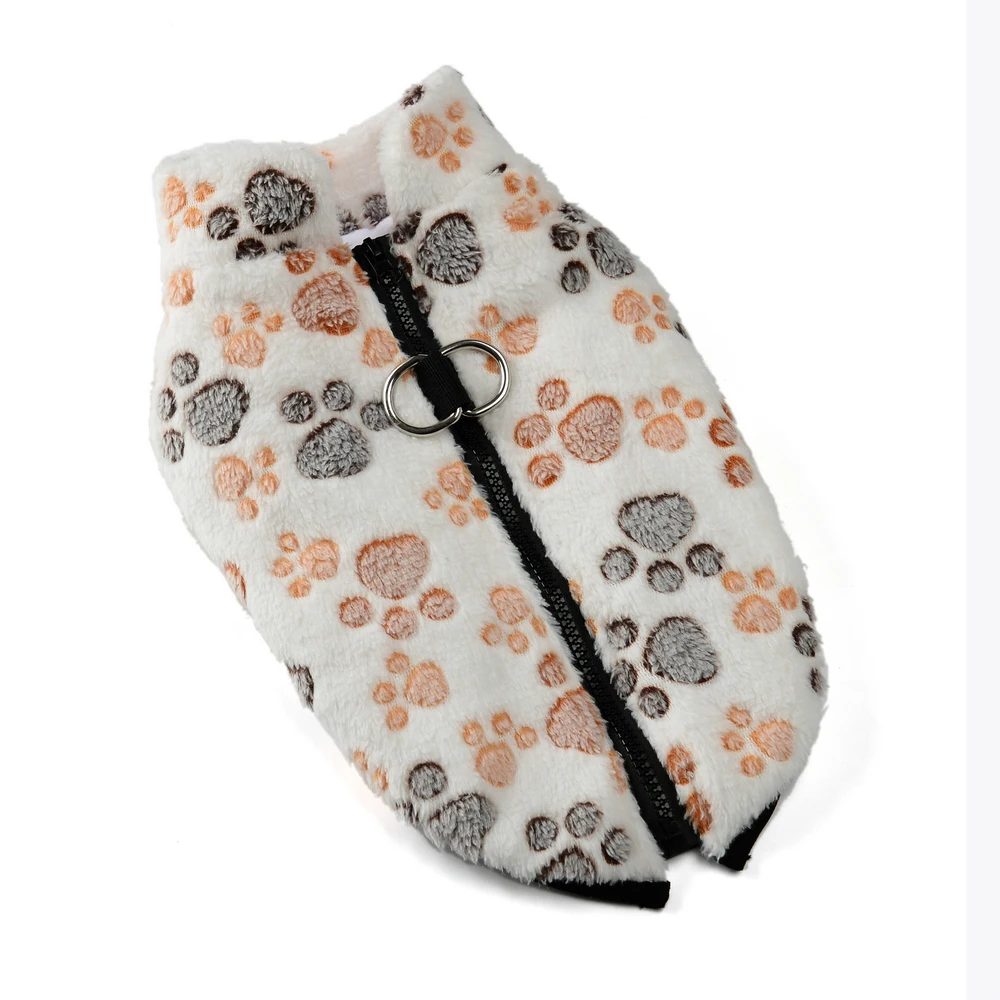 Dog Clothes Fleece Dog Clothes Winter Warm Puppy Jacket For Small Dogs Cats Sweater Coat With Zipper D Ring Cute Print Chihuahua Pet Outfits