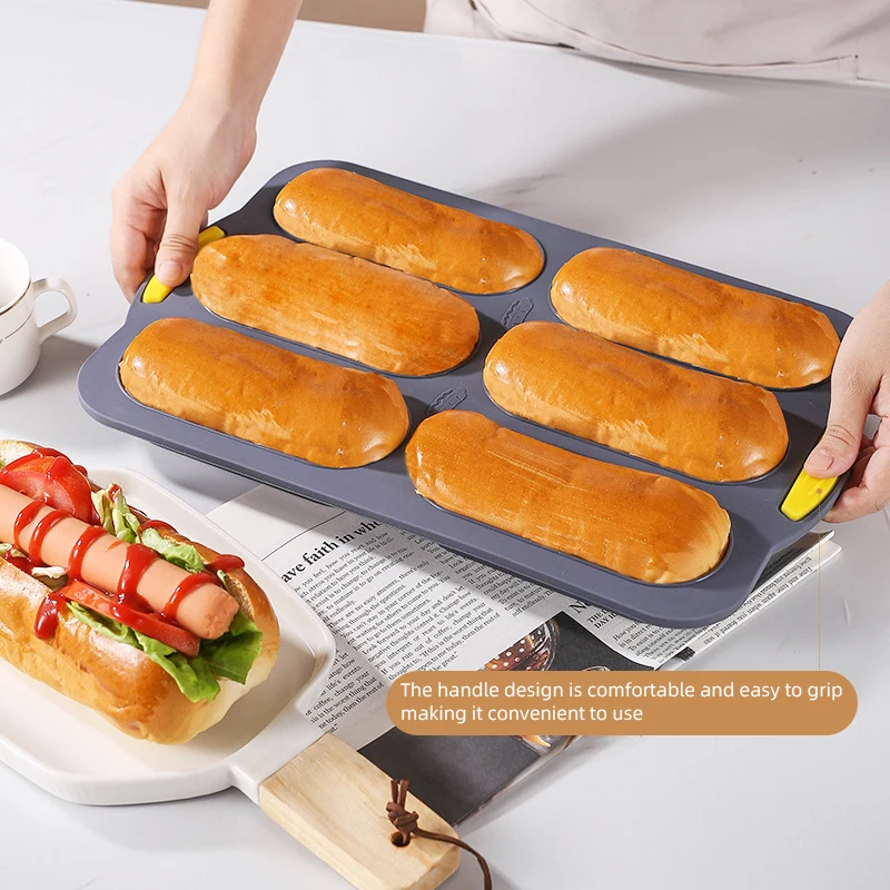 Stampo In Silicone Per Pane Con 6 Cavità – Antiaderente E Resistente Al Calore – Per Panini Hot Dog, Toast E Twinkies – Adatto A Forno E Lavastoviglie