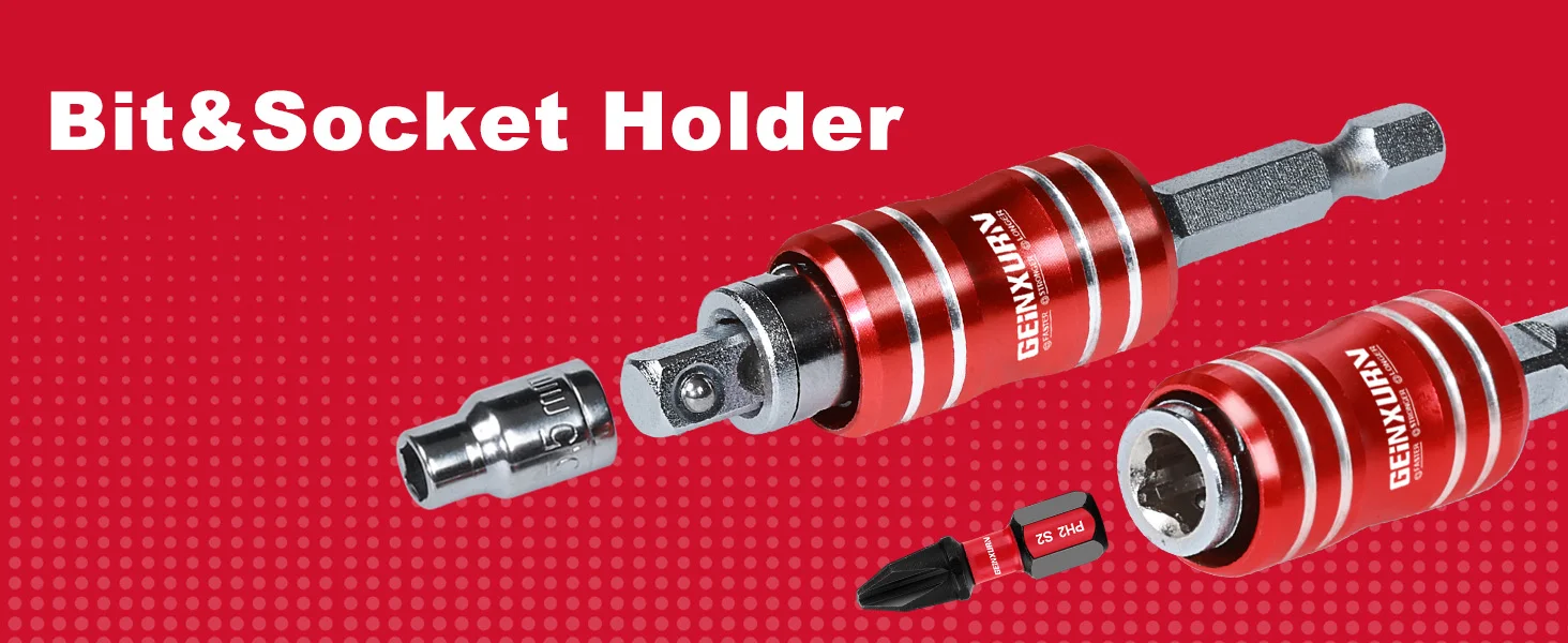 Geinxurn 2-IN-1-Schraubendreher-Bit- und Steckdosenverlängerungshalter und S2-Schraubendreher-Bits, magnetisches Schnellspanner-Bithalter-Set – Detail 2