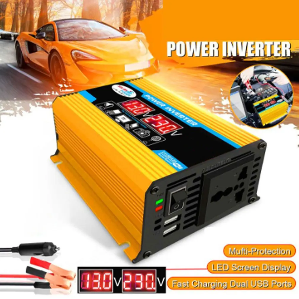 NewCarInverterCharger300WDigitalCarInverter12VDCTo110V220V