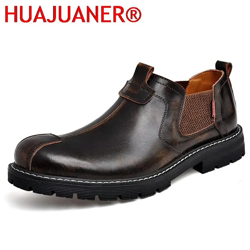 

Men Luxury Casual Leather Shoes Mens High-quality Leisure Black Tooling Shoes Comfortable Inside Handmade Trend Boots Size 38-44