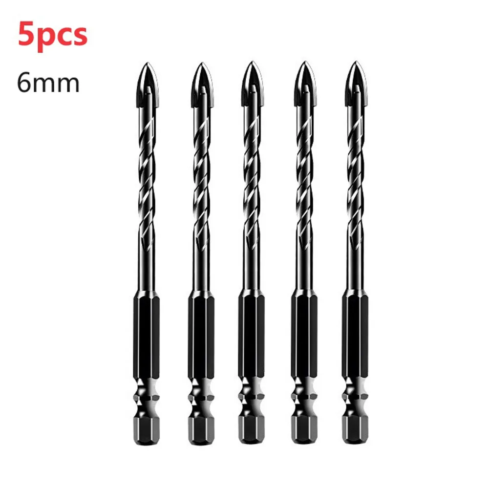 

5pcs Drill Bits 6mm Cross Tile Triangle Hard Alloy Drill Stone Glass Concrete Hole Opener 100mm Length For Glass Bricks