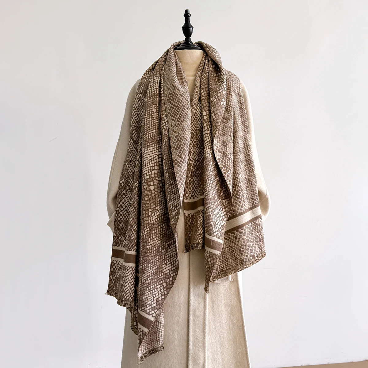 Winter Women's Cashmere Leopard Print Double-Sided Scarves Elegance Shawl Pashmina Warm Female Outdoor Fashion Accessory Scraf