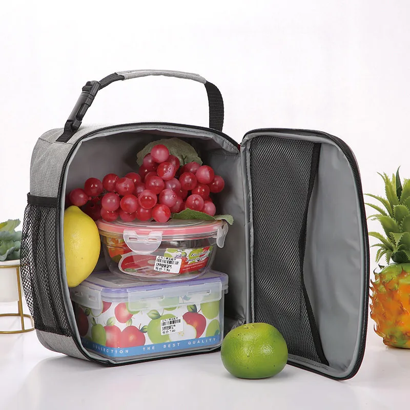 Oxford Cloth Square Lunch Box Bag Thermal Insulated Bento Pouch Outdoor Picnic Portable Cooler Bags for Women Men Children