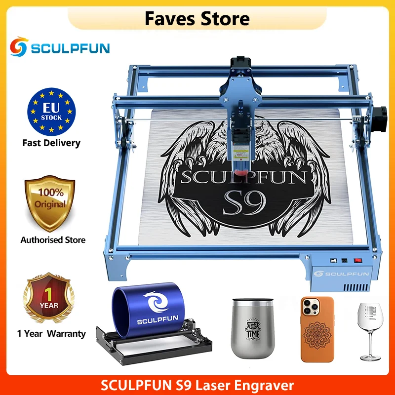 Sculpsfun S9 Incisore Laser 90W Macchina Per Incisione Laser Cnc Full-Metal 5.5W Area Di Incisione Ad Alta Precisione 410X420Mm