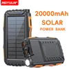 20000mAh Solar Power Bank Outdoor Charger Portable USB C Fast Charging External Battery LED Light for iPhone 17 Samsung Xiaomi