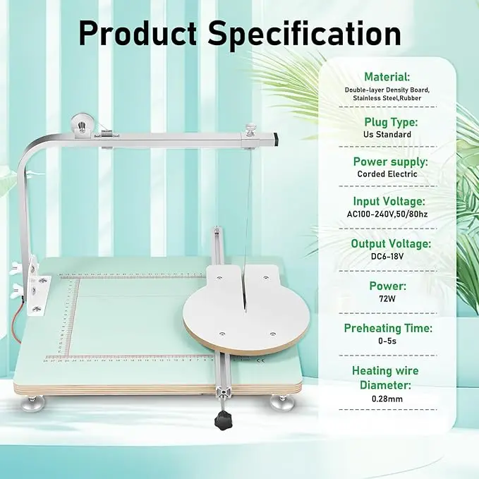 72W Portable Hot Wire Stainless Steel Support Foam Cutting Table Cutter Machine