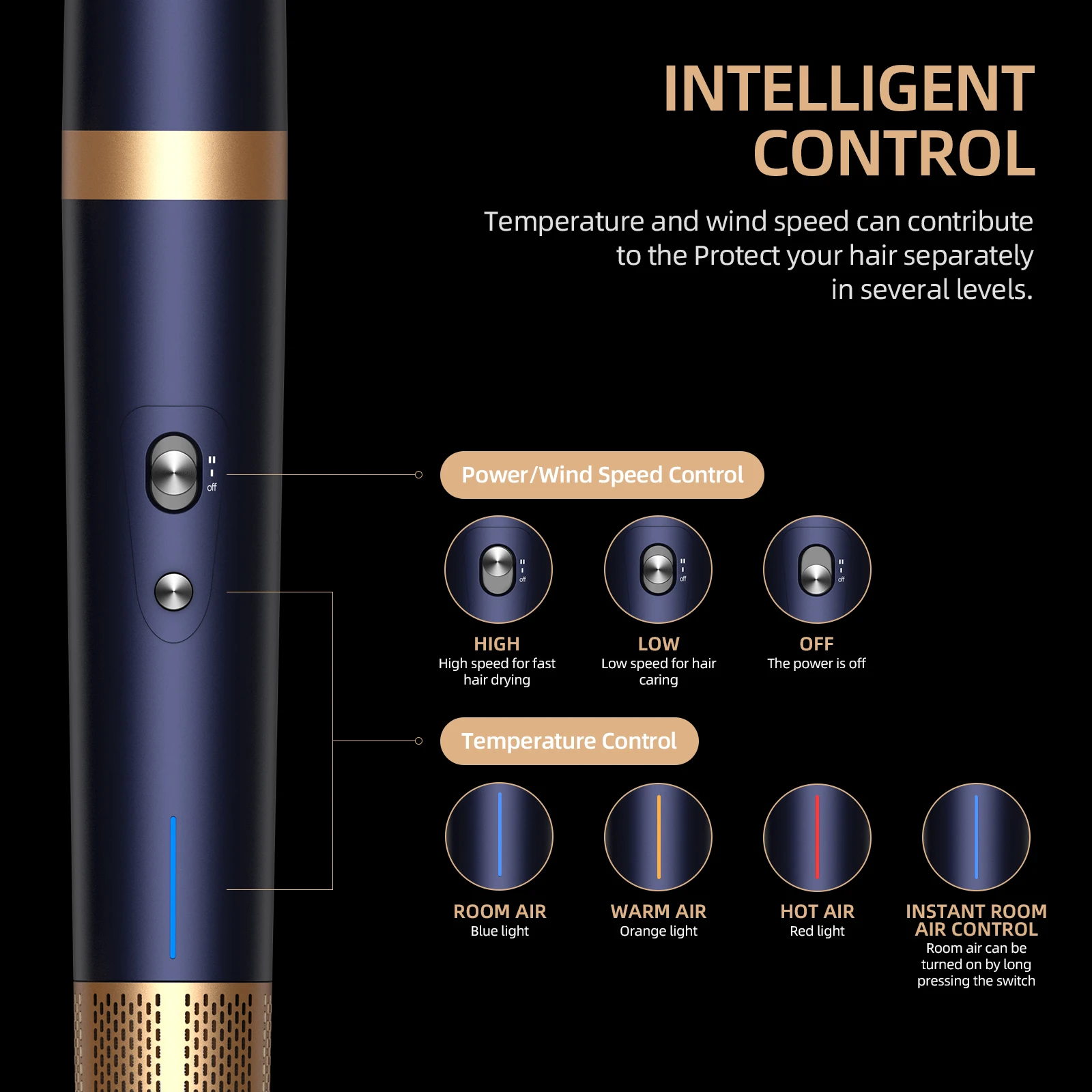 Hair Dryer Flex Style Air Drying Styling System Negative Ion Hair Dryer Airwrap Powerful Brush Auto-Wrap Curlers