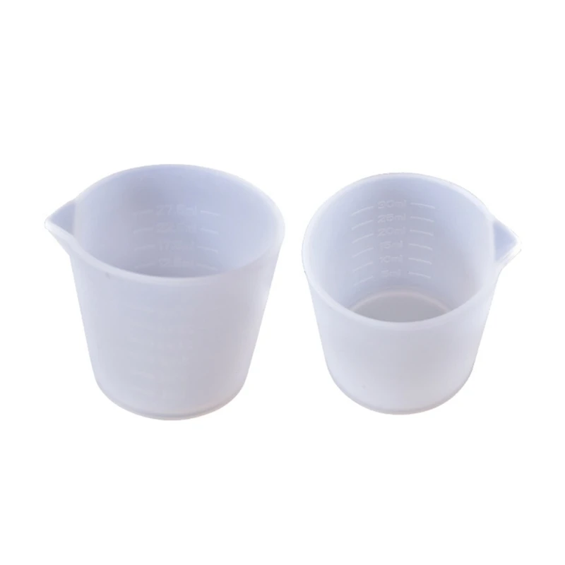 

2 Pcs Silicone Measuring Cup Non-stick Mixing Cups Reusable Resin Supplies Cups for Resin DIY Craft Jewelry Making Dropship