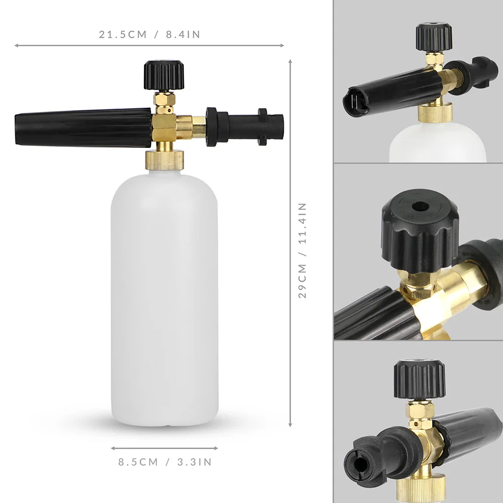 폼 랜스 병 분무기, 조절식 스프레이 깍지, 1L 용량, Karcher K2 - K7 Pukkr 압력 세척기용 교체