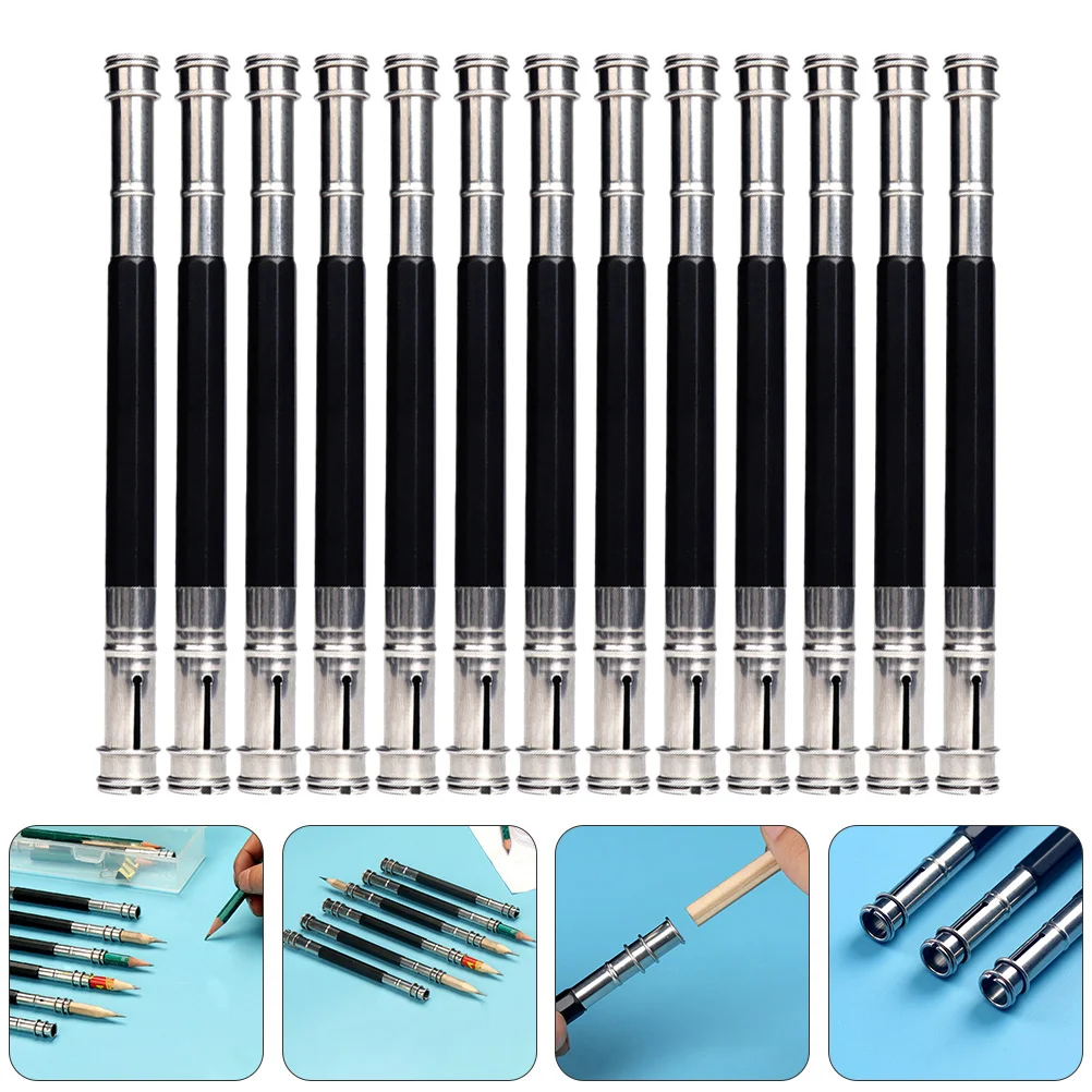 13 Pcs Reusable Pencil Extender Metal Pencil Sketch Holder Charcoal Lengthen Tool Reusable Dual Tips Extenders for Artists