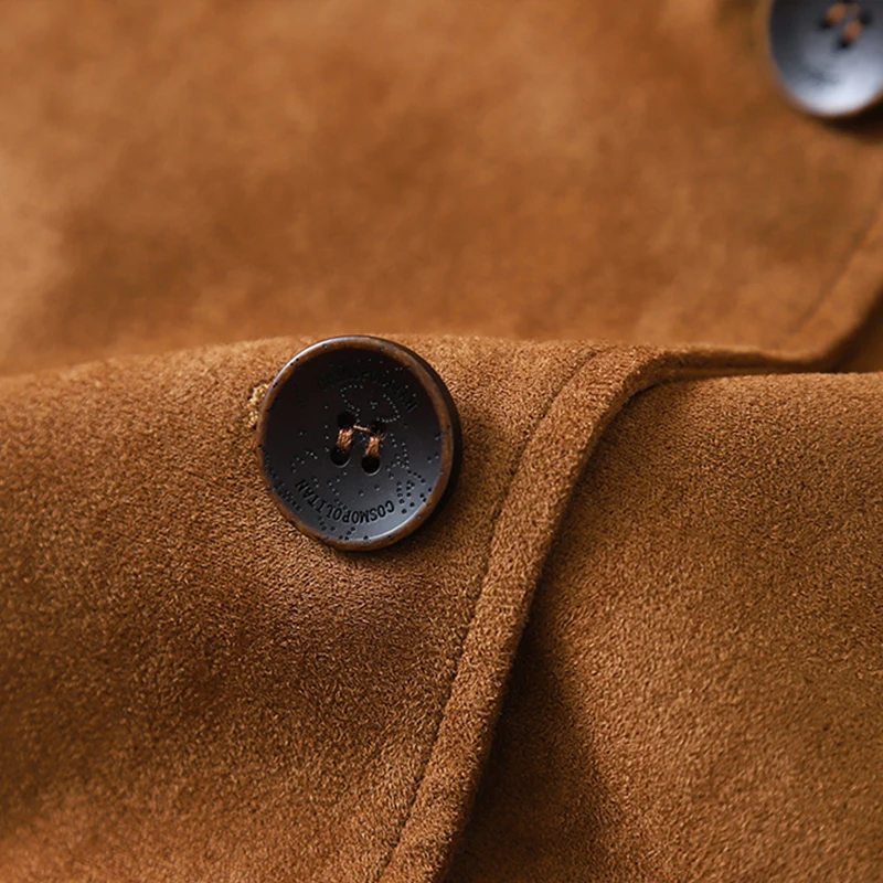 Casual Suede Long Sleeve Jackets Women Autumn Loose Brown Lapel Coat Top With Pockets Female Elegant Chic Street New in Outwear