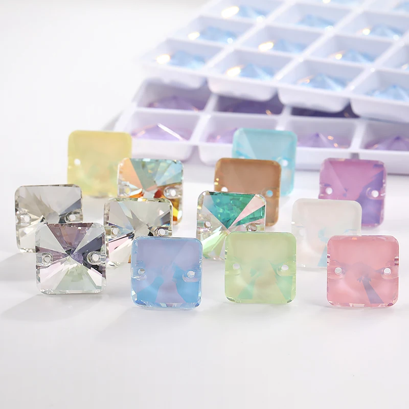 

Square Flatback Glass Stones Sew on Crystal Beads For Needlework Rhinestones For Dress Decoration Rhinestone For Crafts Strass