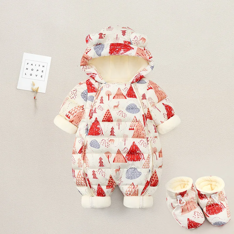 Baby clothes Winter Snowsuit Plus Velvet Thick Baby Boys Jumpsuit 0-2 Years Newborn Romper Girls Overalls Toddler Coat