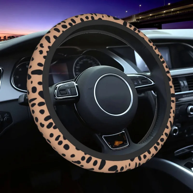 

Tan Dalmatian Car Steering Wheel Cover 37-38 Dog Dots Animal Auto Steering Wheel Protector Auto Decor Steering-Wheel Accessories