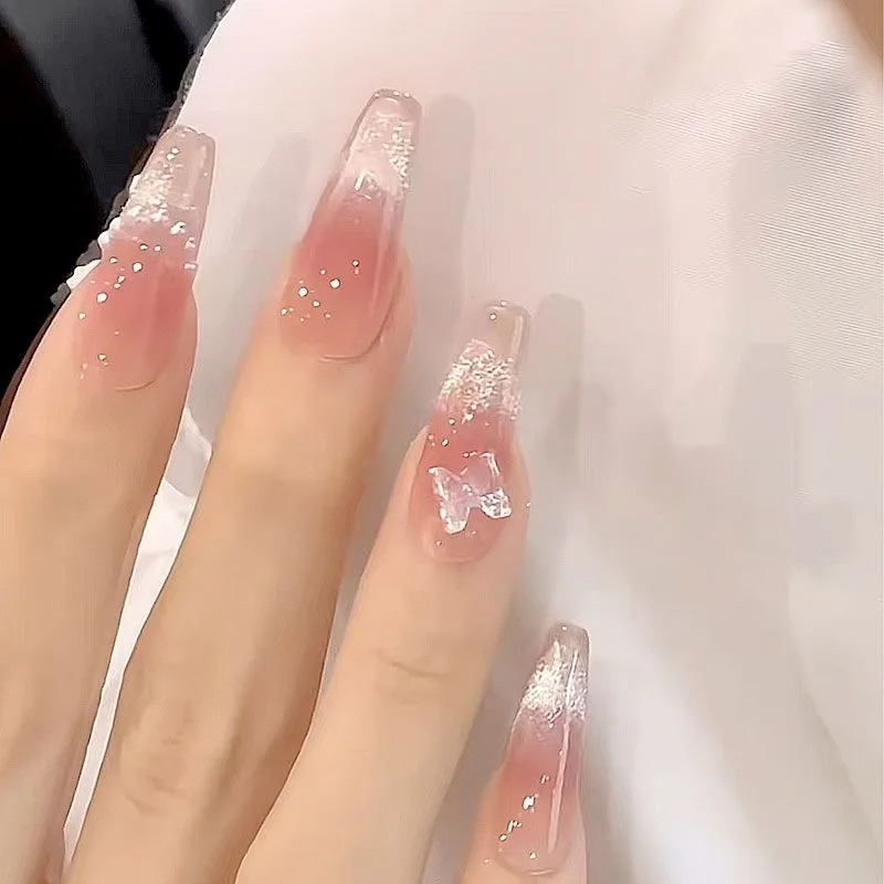 Pink Butterfly Press on Nails Image 3