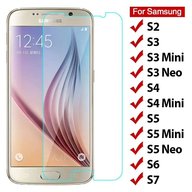 

1/2pcs 9H HD Screen Protector for Samsung Galaxy S7 S6 S5 S4 Mini Toughed Hard Tempered Glass Protective Glass On Galaxy S3 Neo