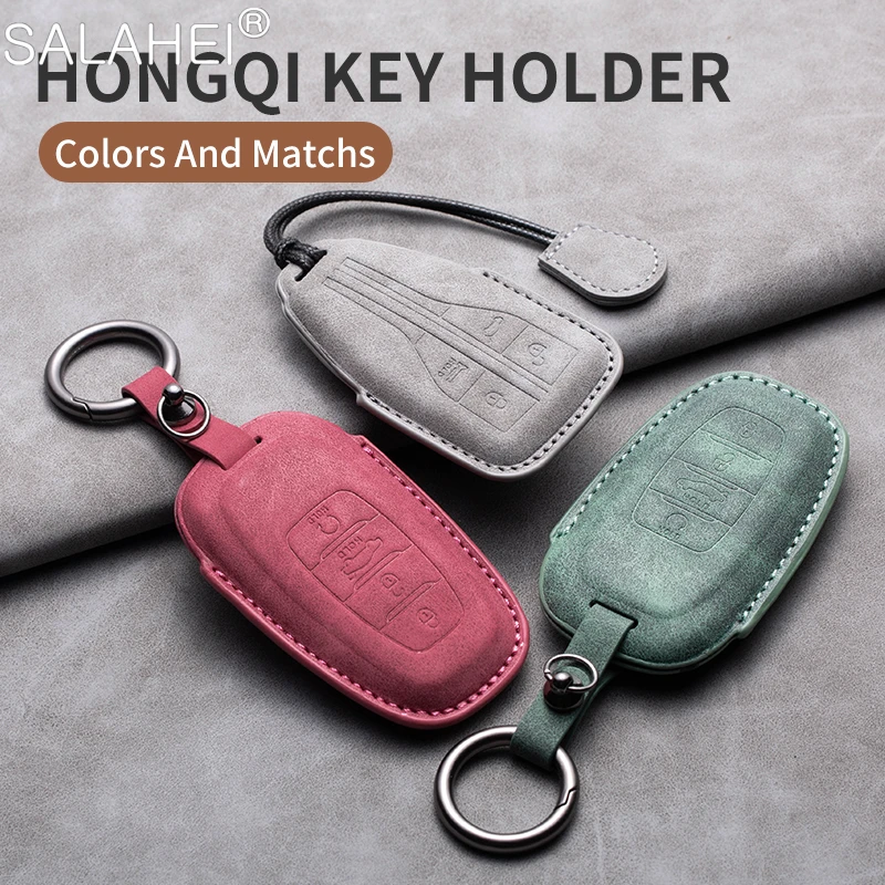 

New Sheepskin Car Key Case Cover Protector Shell For FAW Hongqi H9 H7 H5 HS5 HS7 HS5 H7 H5 HS7 Smart Remote Keychain Accessories