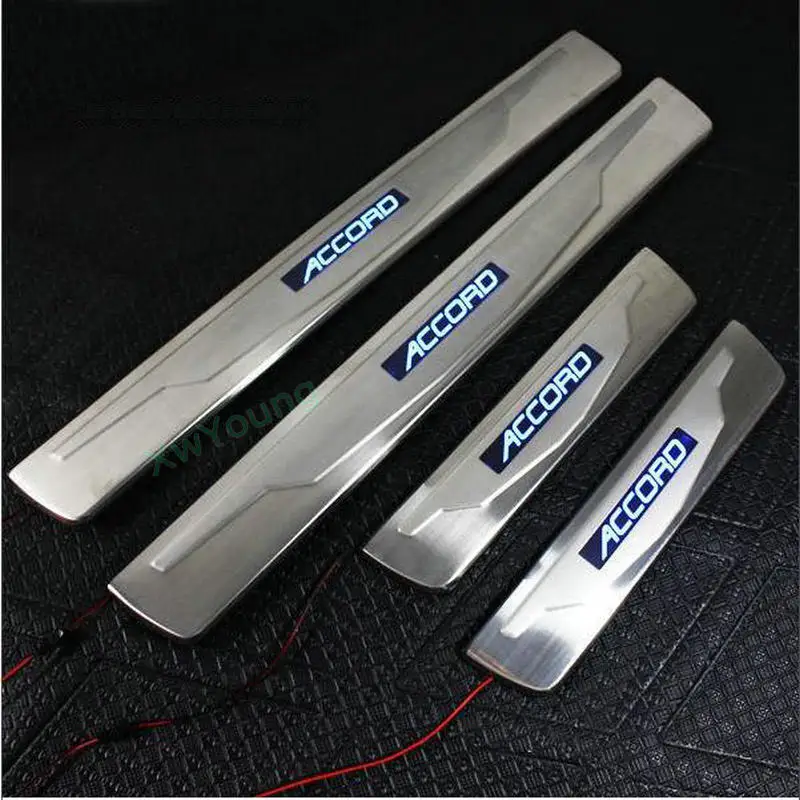 Car Styling Stainless Steel Led Door Sill Scuff Plate Guard Sills