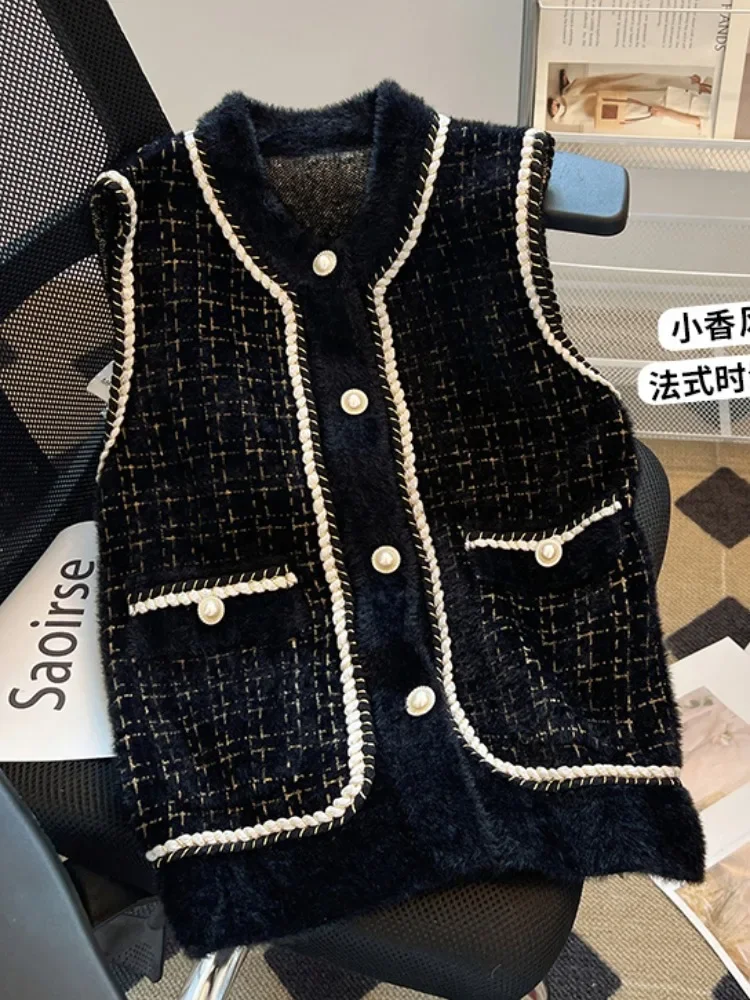 O Neck Sleeveless Patchwork Quilted Vest Jacket Elegant