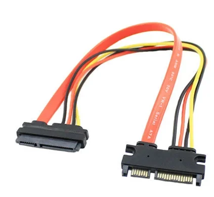 Red 0.3M 0.5M 7+15 22Pin SATA Extension Cable Male To Female 22 Pin Serial ATA Data Power Cord for 2.5 3.5 Inch HDD SSD