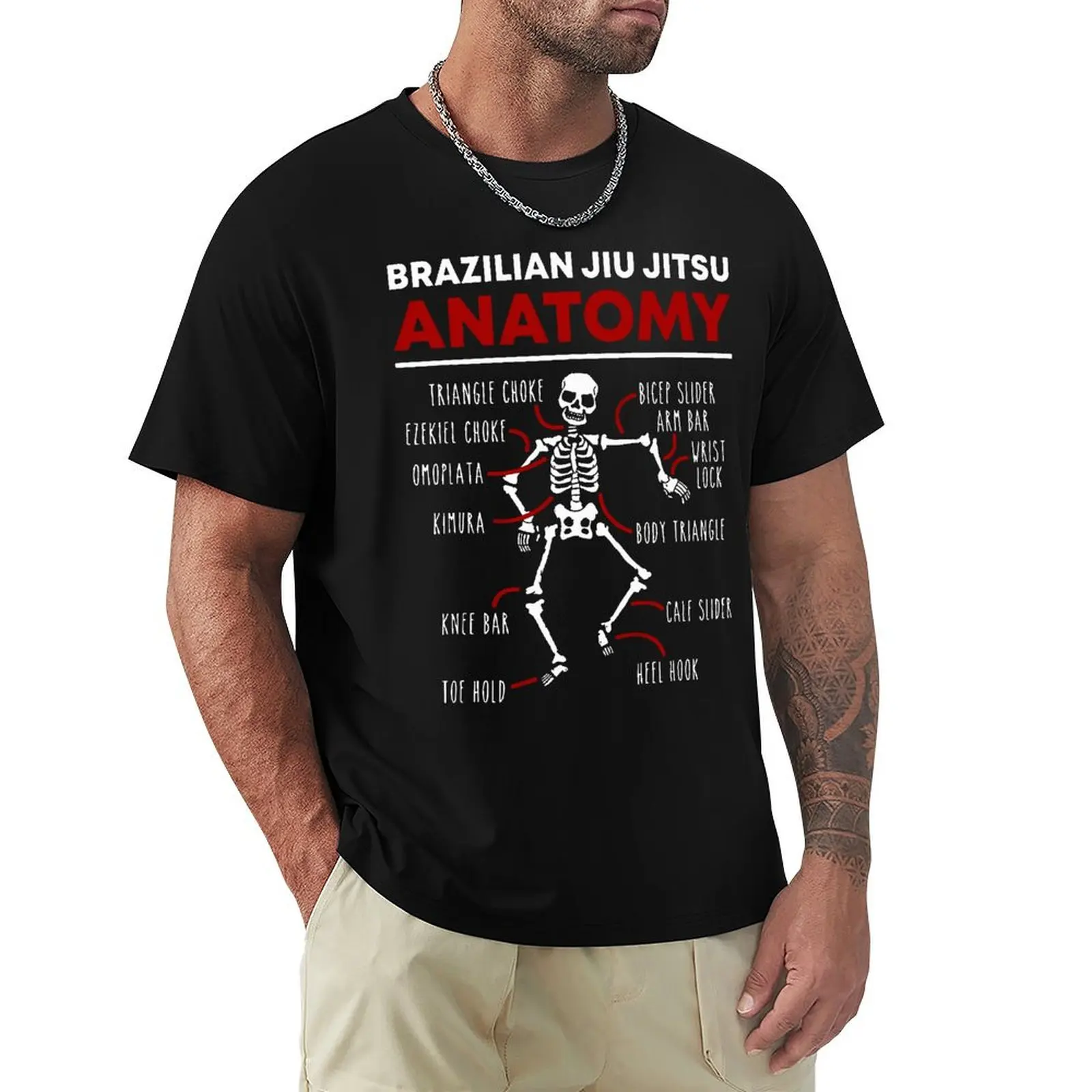 

Brazilian Jiu Jitsu Anatomy Skeleton Funny Martial Arts T Shirts Graphic Streetwear Short Sleeve Harajuku Hip Hop T-shirt