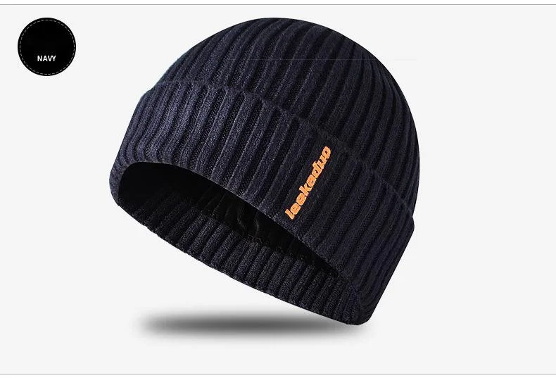 Knitted Beanie Hat For Men Embroidered Woolen Winter Skull Cap_voghion.com