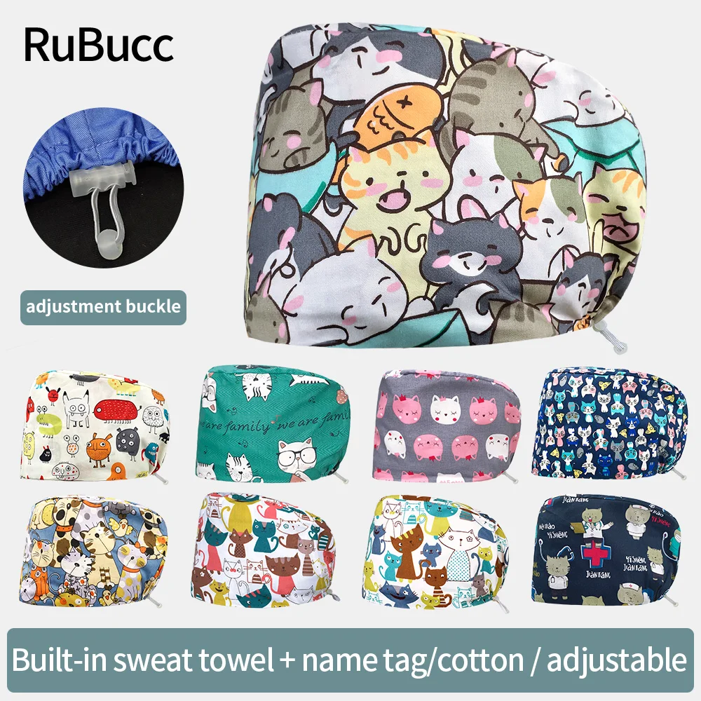 High Quality Animal Printed Unisex Adjustable Doctor Scrubs Hat Beauty