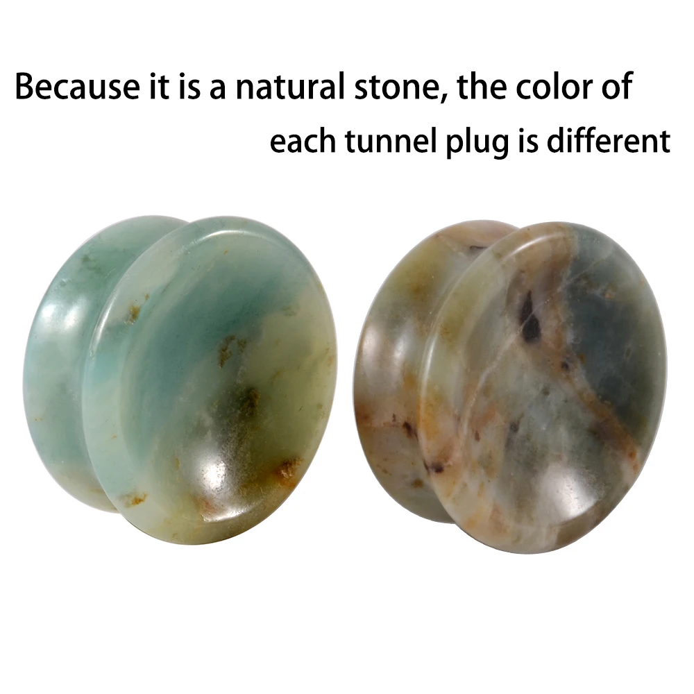 1PC Amethyst Tiger Cat Eye Howlite Crystal Stone Concave Ear Plug Double Flare Solid Gauge Piercing Jewelry