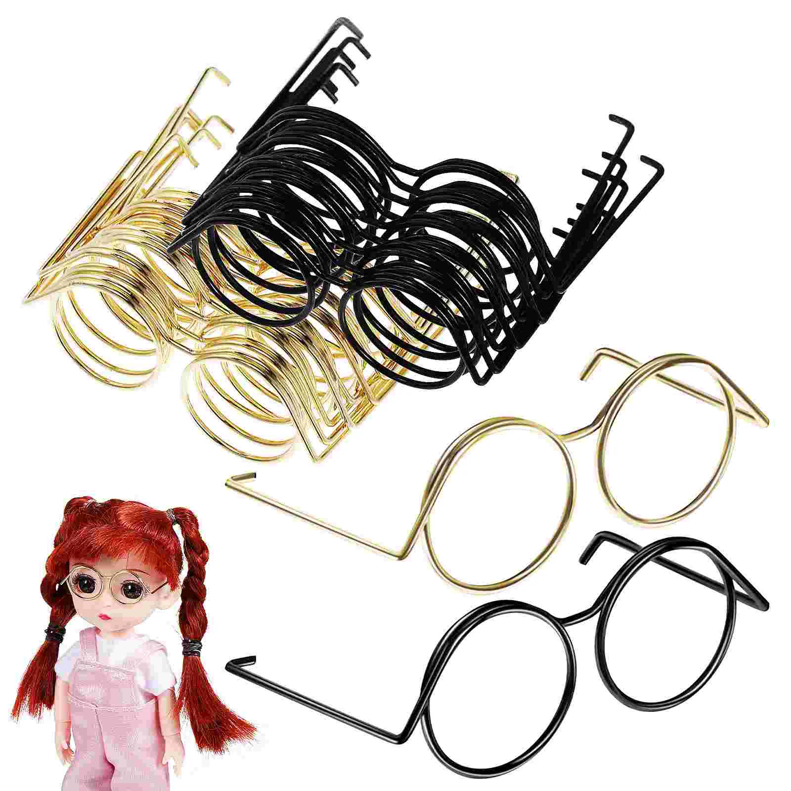 

20 Pcs Universal Small Eyes Metallic Glasses Rimmed Sunglasses Wire Costume Baby Toys Mini Eyeglasses Models Copper Frames