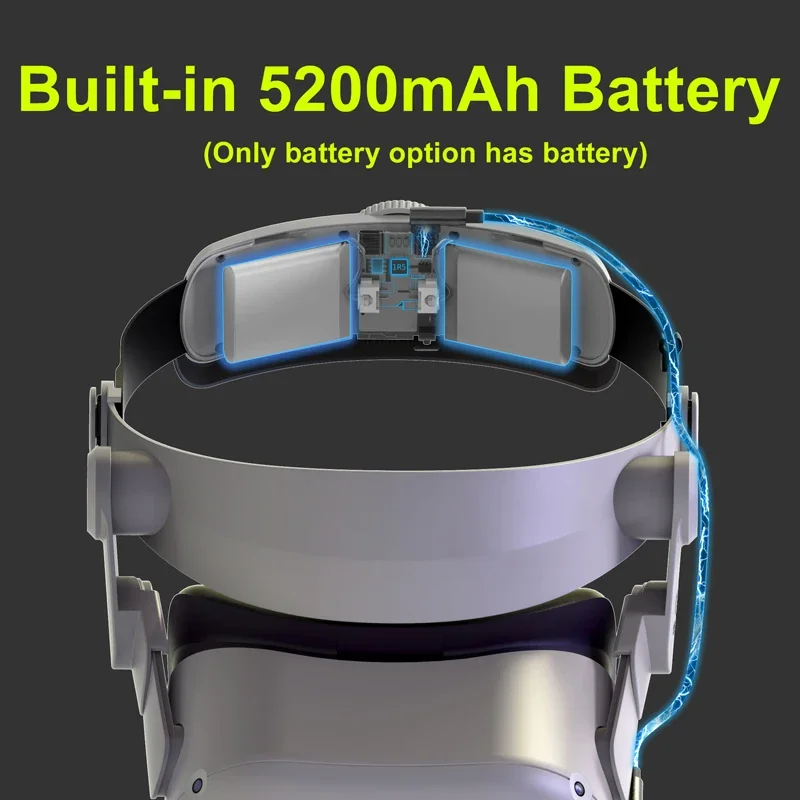 5200mAh Battery Strap for Oculus Quest 2 Adjustable Elite Strap Improve Plate Comfort Head Band VR Accessories T2 Pro PK M2
