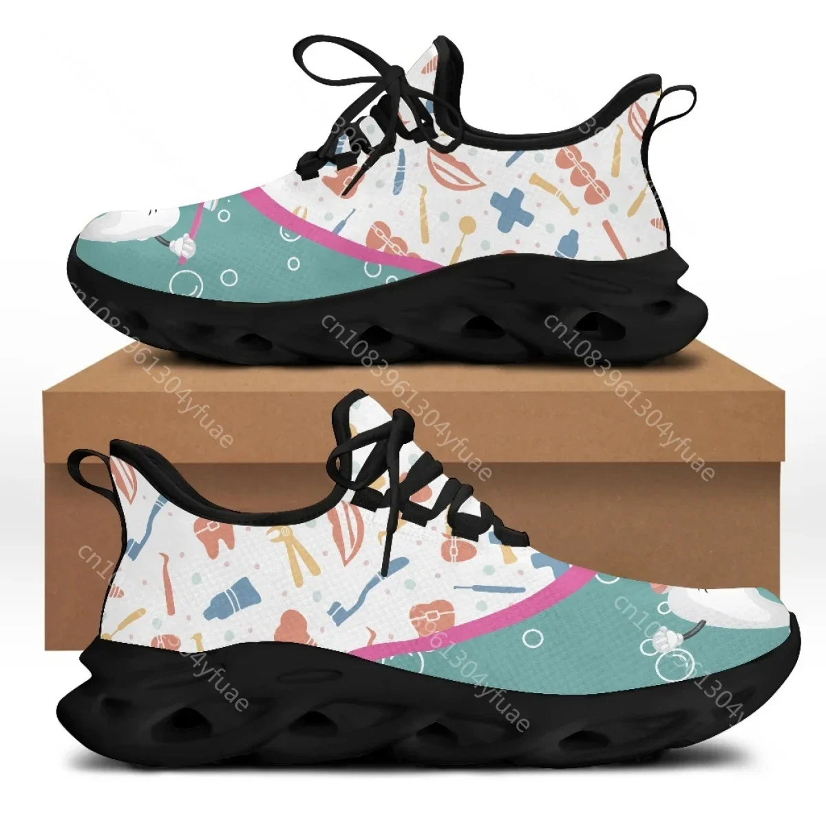 Yikeluo  Casual Dentist Shoes Woman Catoon Funny Dental Fairy Girl Air Mesh Ladies Sneakers Female Footwear Zapatillas Mujer