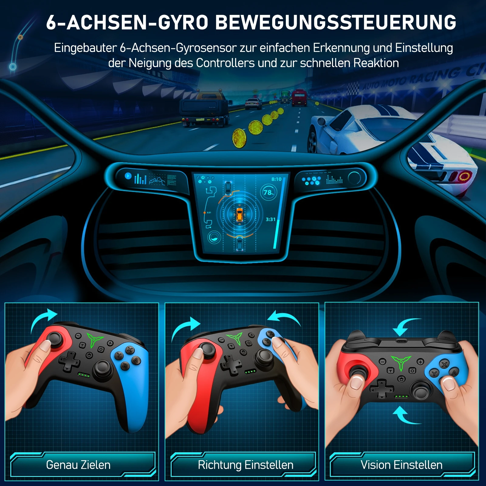 Nintendo Switch - 3台 beboncool gamepad ニンテンドースイッチ コントローラー BEBONCOOL ワイヤレスコントローラー Nintend スイッチ OLED