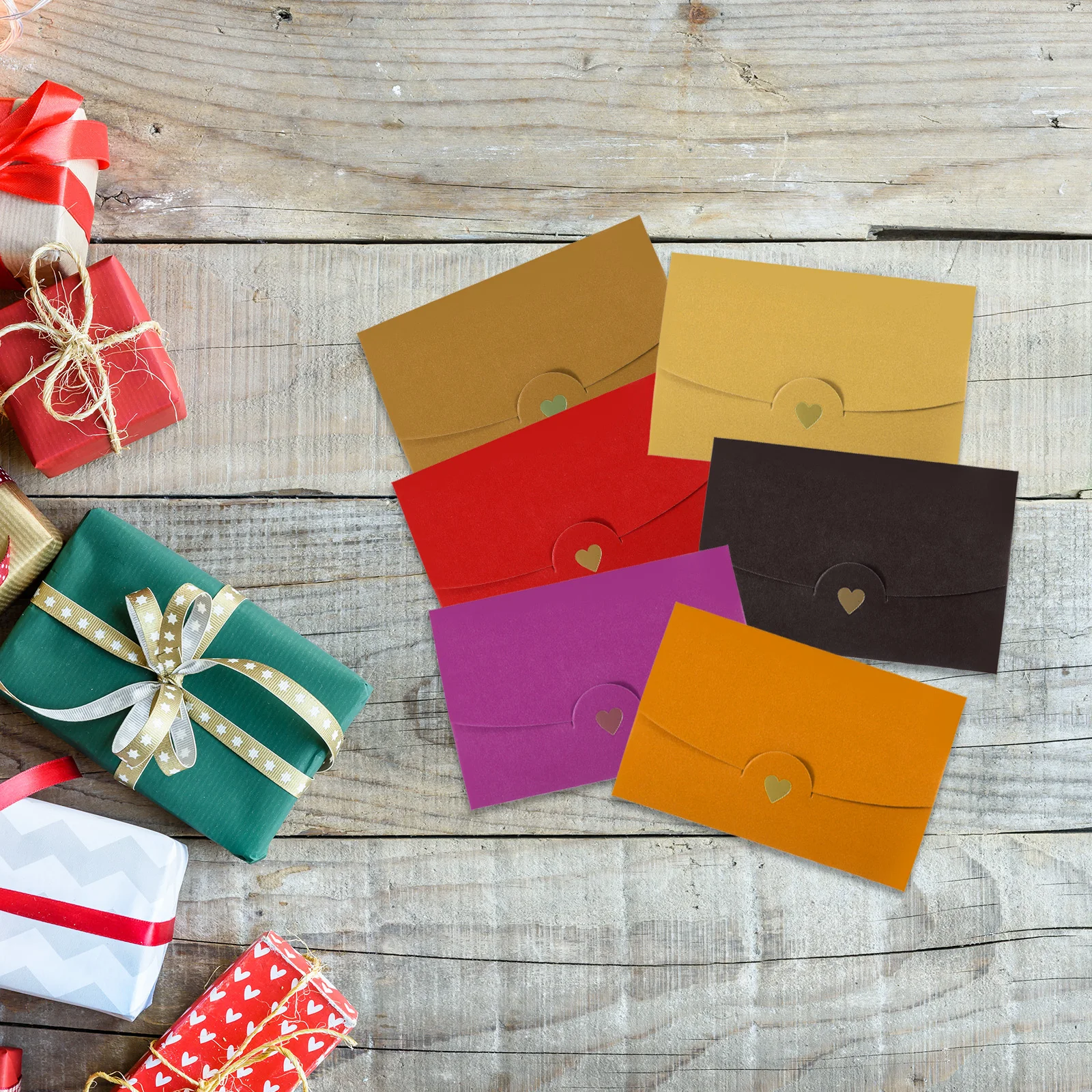 12Pcs 10.5x7cm Mini Envelope Small Gift Greeting Card Holder Retro Gold Heart Business Invitation Envelopes for Wedding Birthday