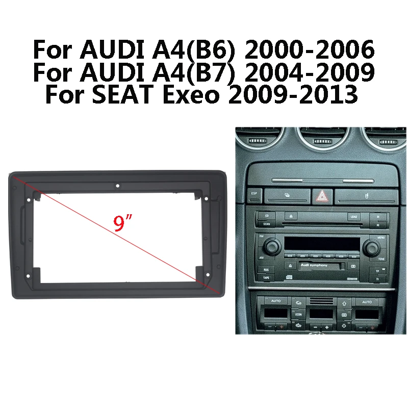 

2 Din Car Radio Fascia Panel Faceplate For AUDI A4 B6 B7 SEAT Exeo Auto Stereo Dash CD Trim Installation Frame Kit Bezel