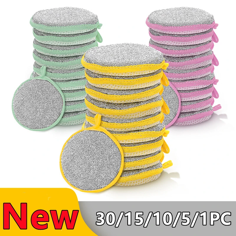 New Arrival Double Side Sponge Dishwashing Reusable Washable