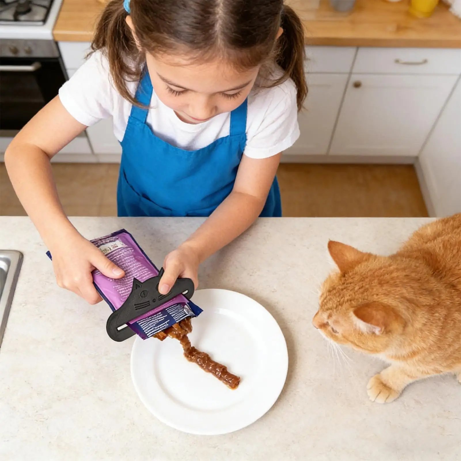 Spremipacco per cibo per gatti, robusto, con corpo stampato, design portatile, utilizzo senza sforzo, gadget ideale per servire strisce di cibo per gatti e cibo umido per animali domestici - immagine 3