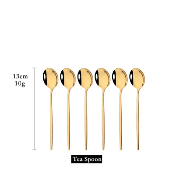 Gold Stainless Steel Dessert Spoon Set 1