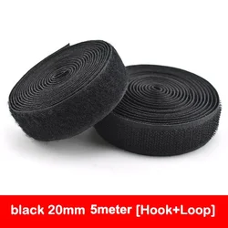 Hook and Loop Non-Adhesive Sewing Fastener Tape - Nylon Fabric, Multiple Widths Available - 5Meter (Black 20mm 5meter)